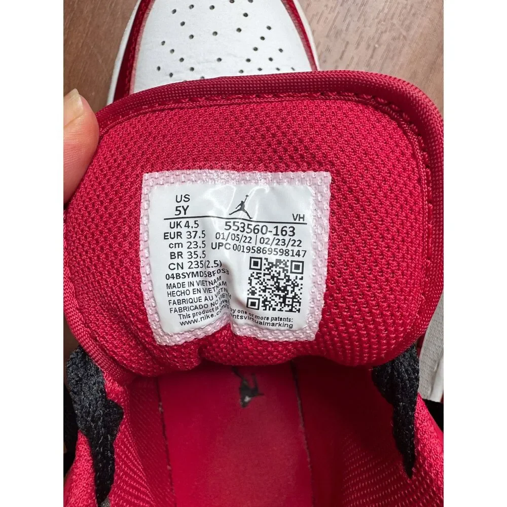 Nike Air Jordan 1 Low Unisex Kids Sneaker Red/White/Black US 5 Y